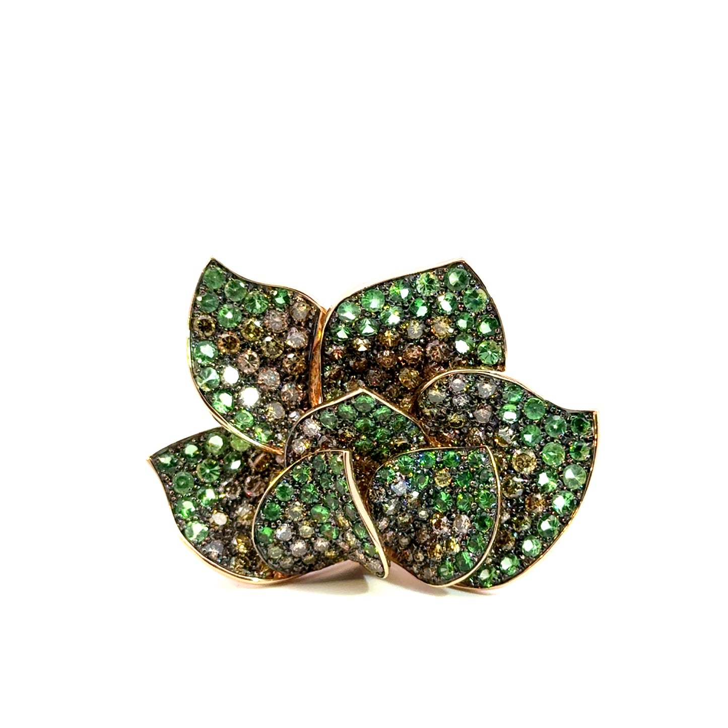 Flower green tsavorite garnet ring