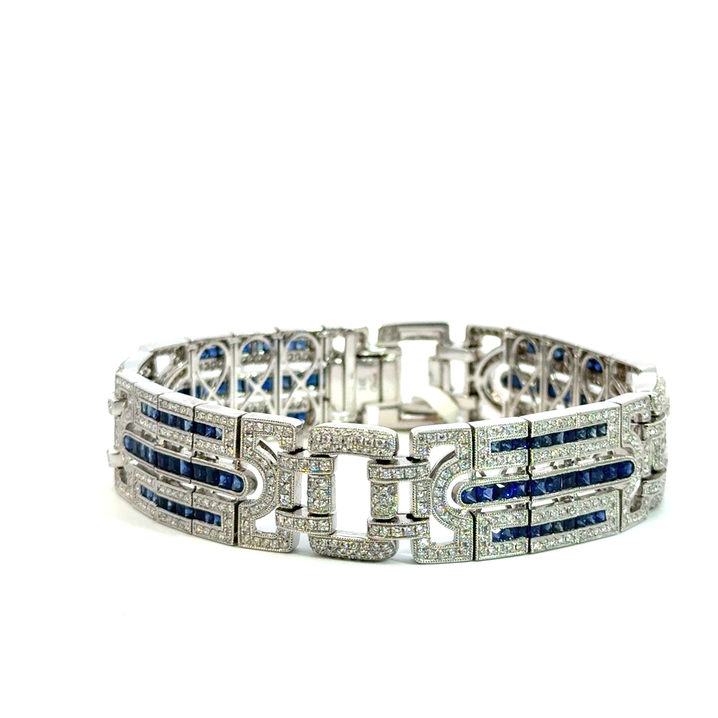 Art deco French sapphire diamond bracelet