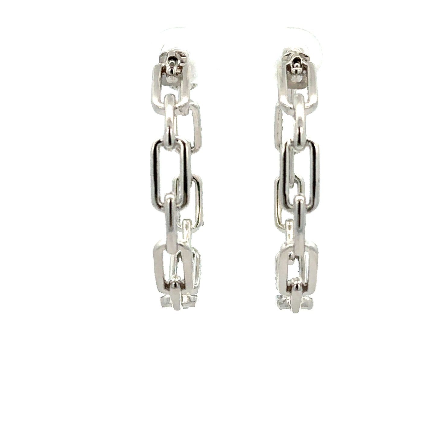 PAPER CLIP DIAMOND EARRINGS HOOPS