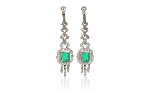 Platinum Emerald Earrings