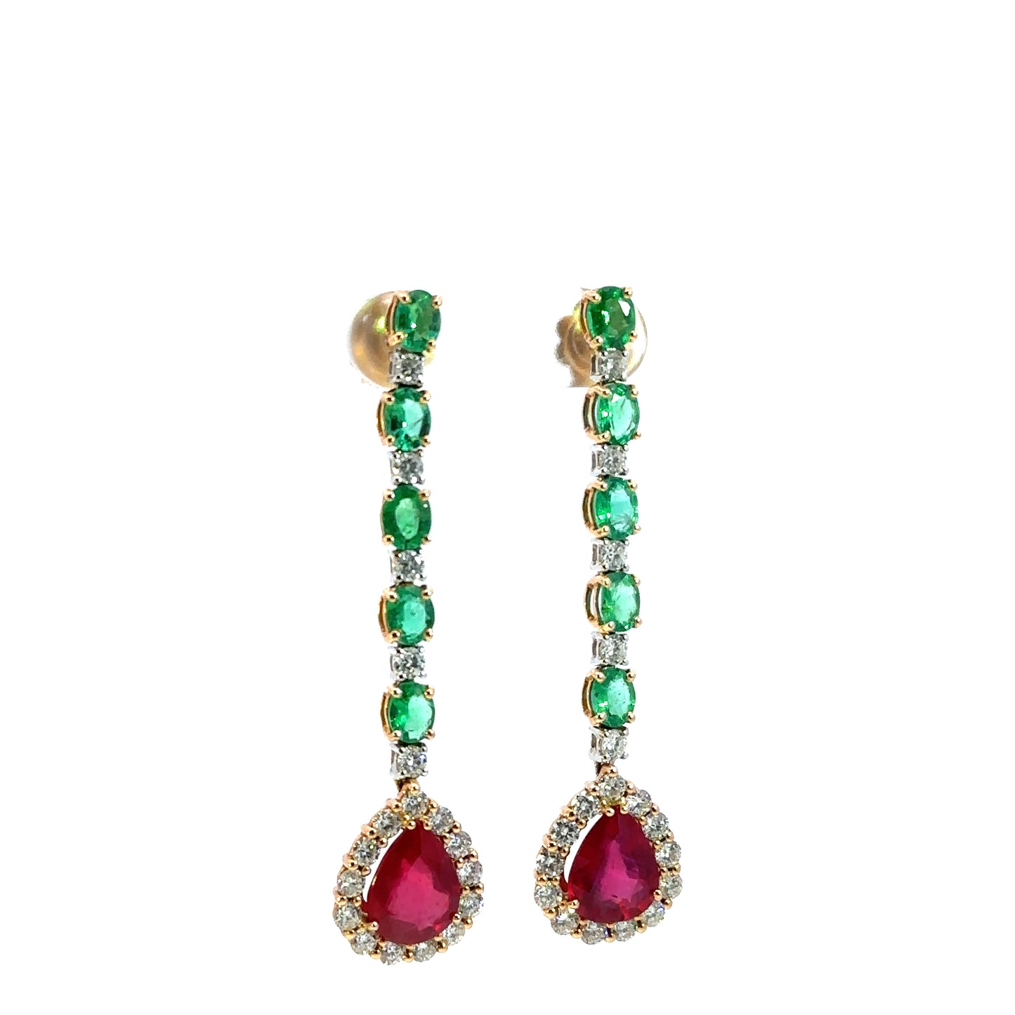 RUBY & EMERALD TEAR DROP EARRINGS