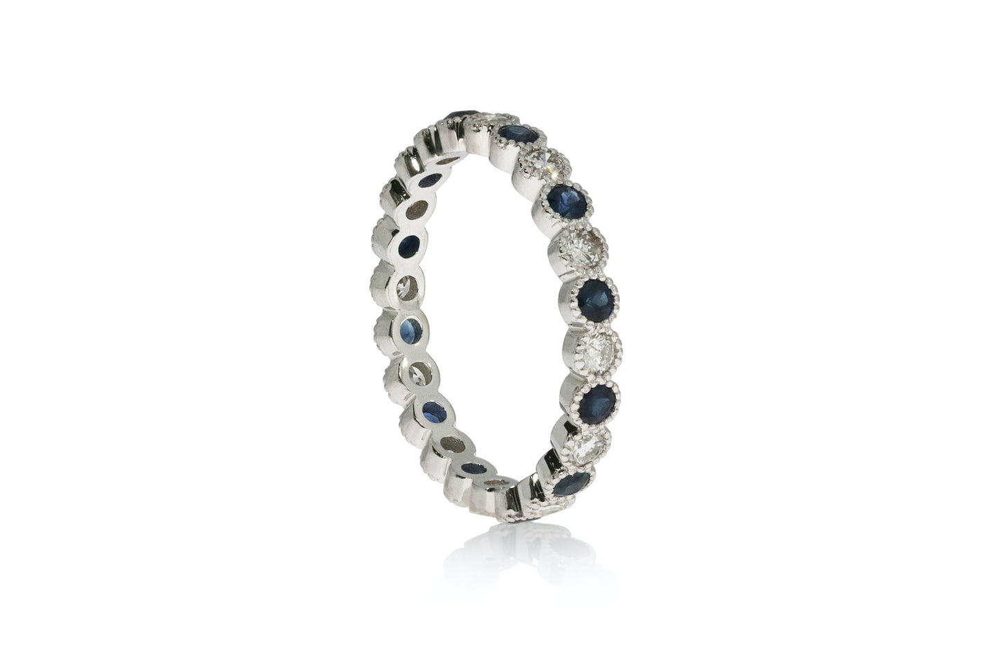White Gold Sapphire and Diamond Ring