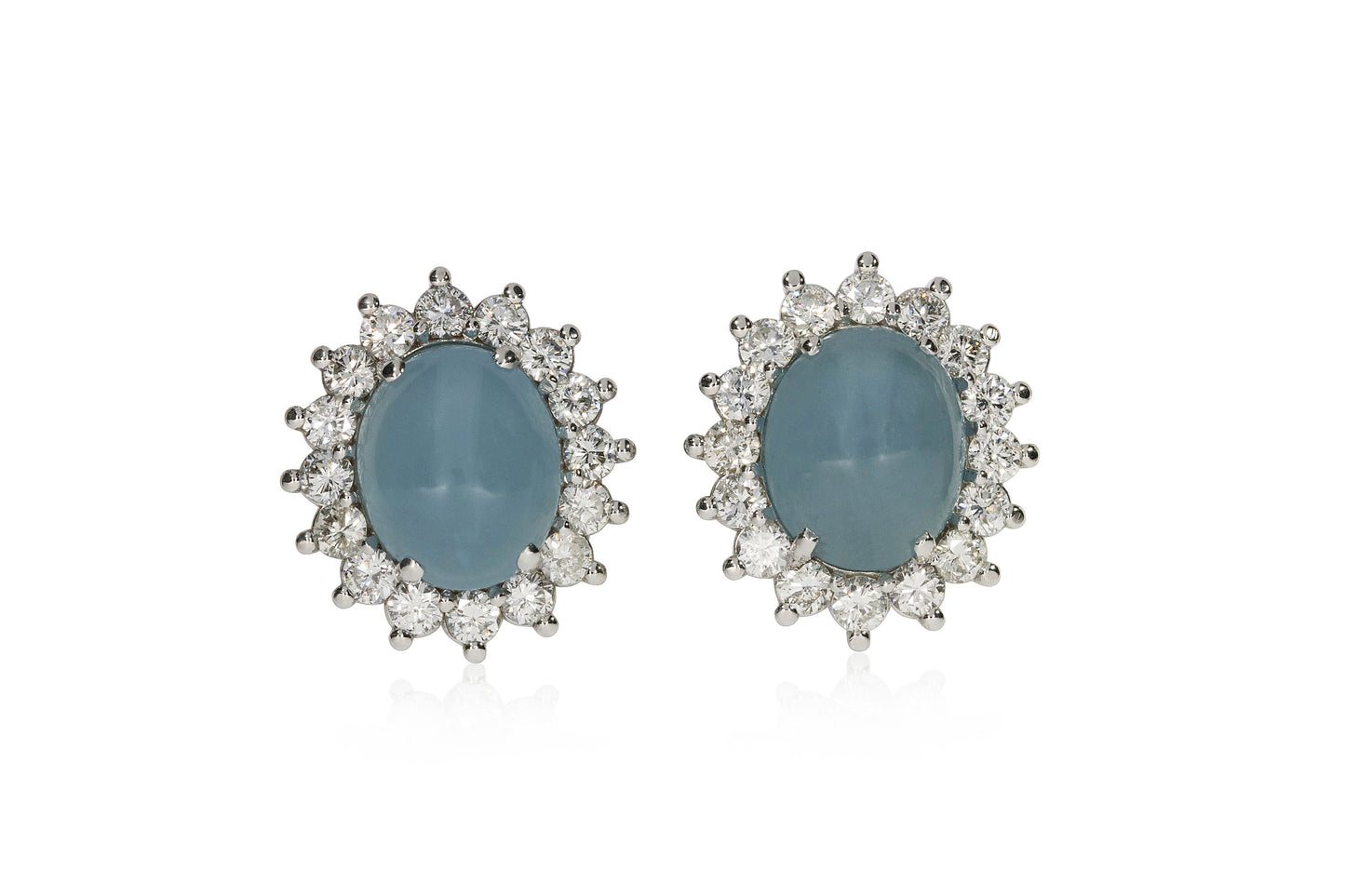 White Cluster Aqua Marine Earrings