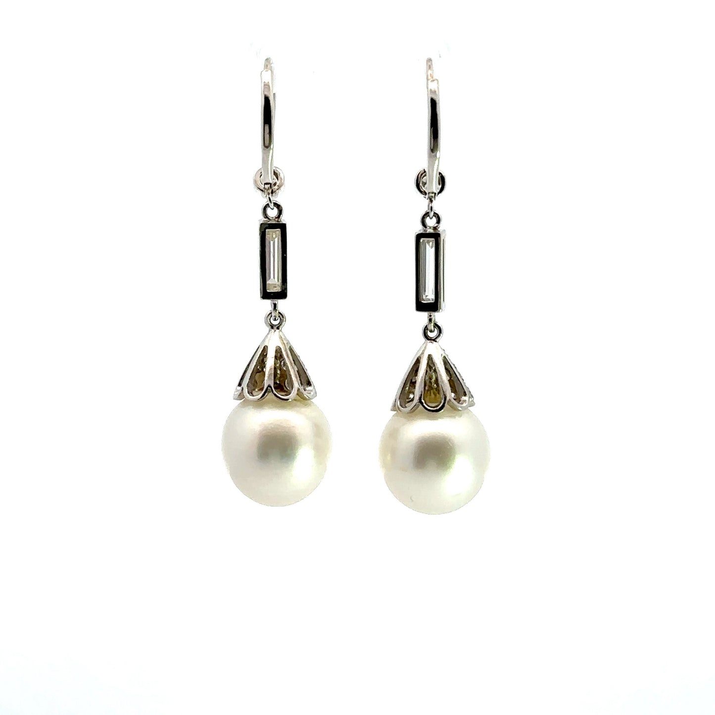 PEARL AND DIAMOD DROP EARRINGS