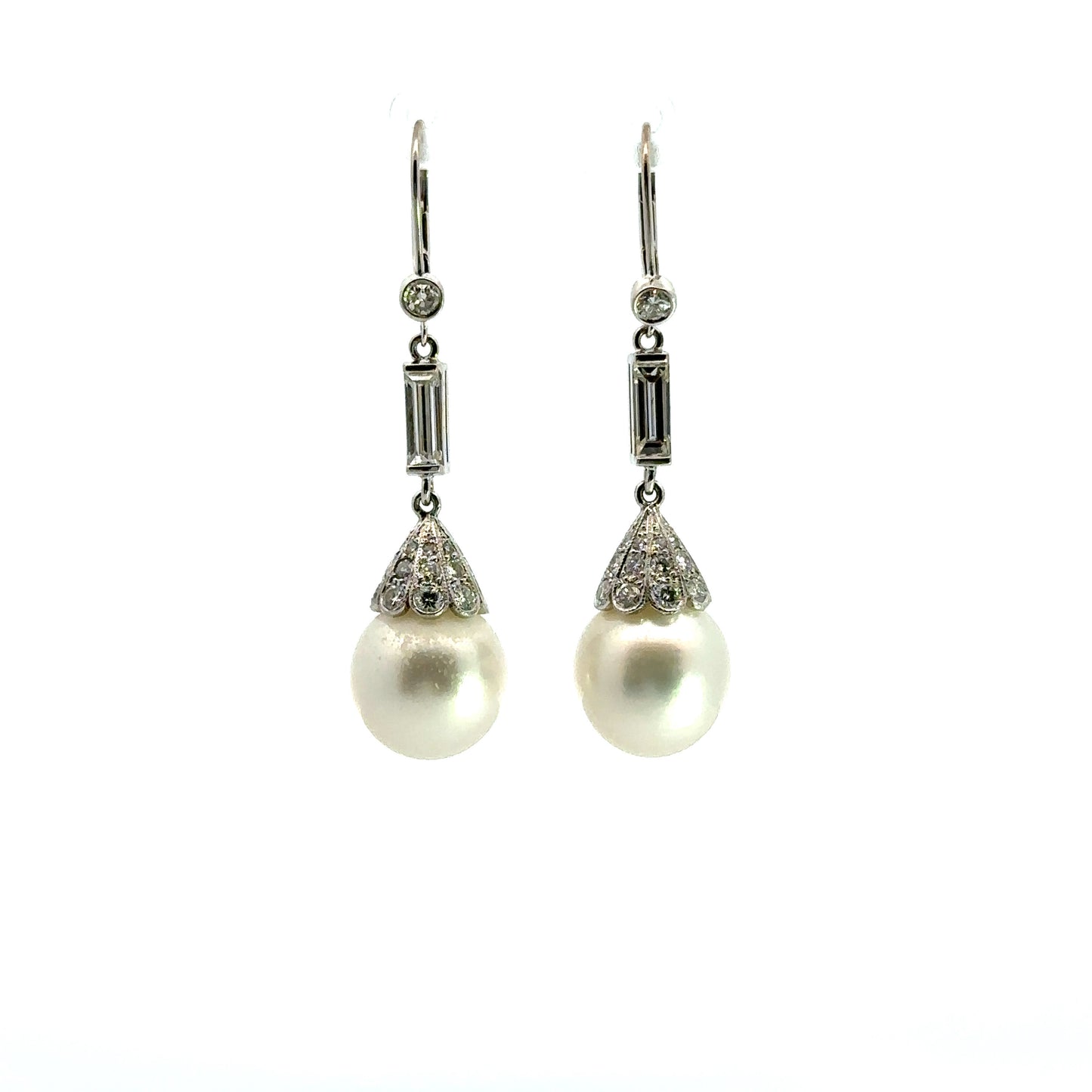 PEARL AND DIAMOD DROP EARRINGS