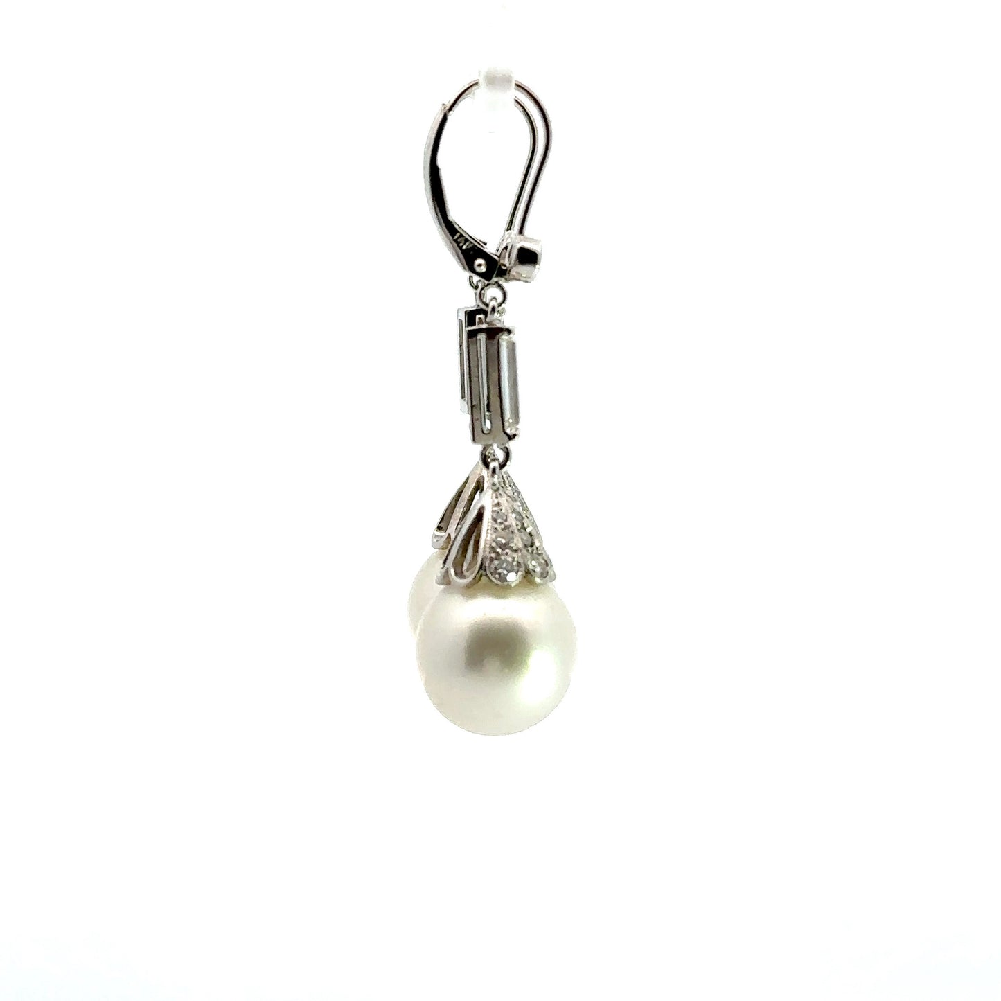 PEARL AND DIAMOD DROP EARRINGS