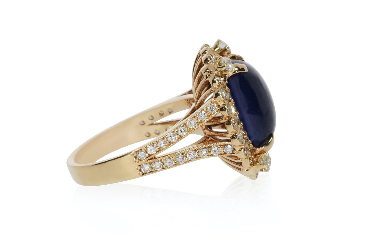 Diamond Yellow Gold Oval Sapphire Ring