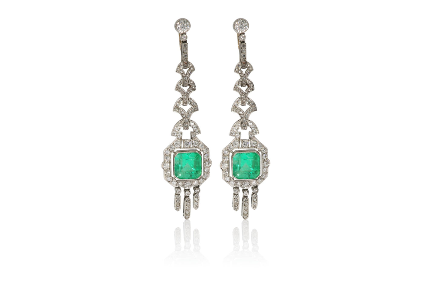 Platinum Emerald Earrings