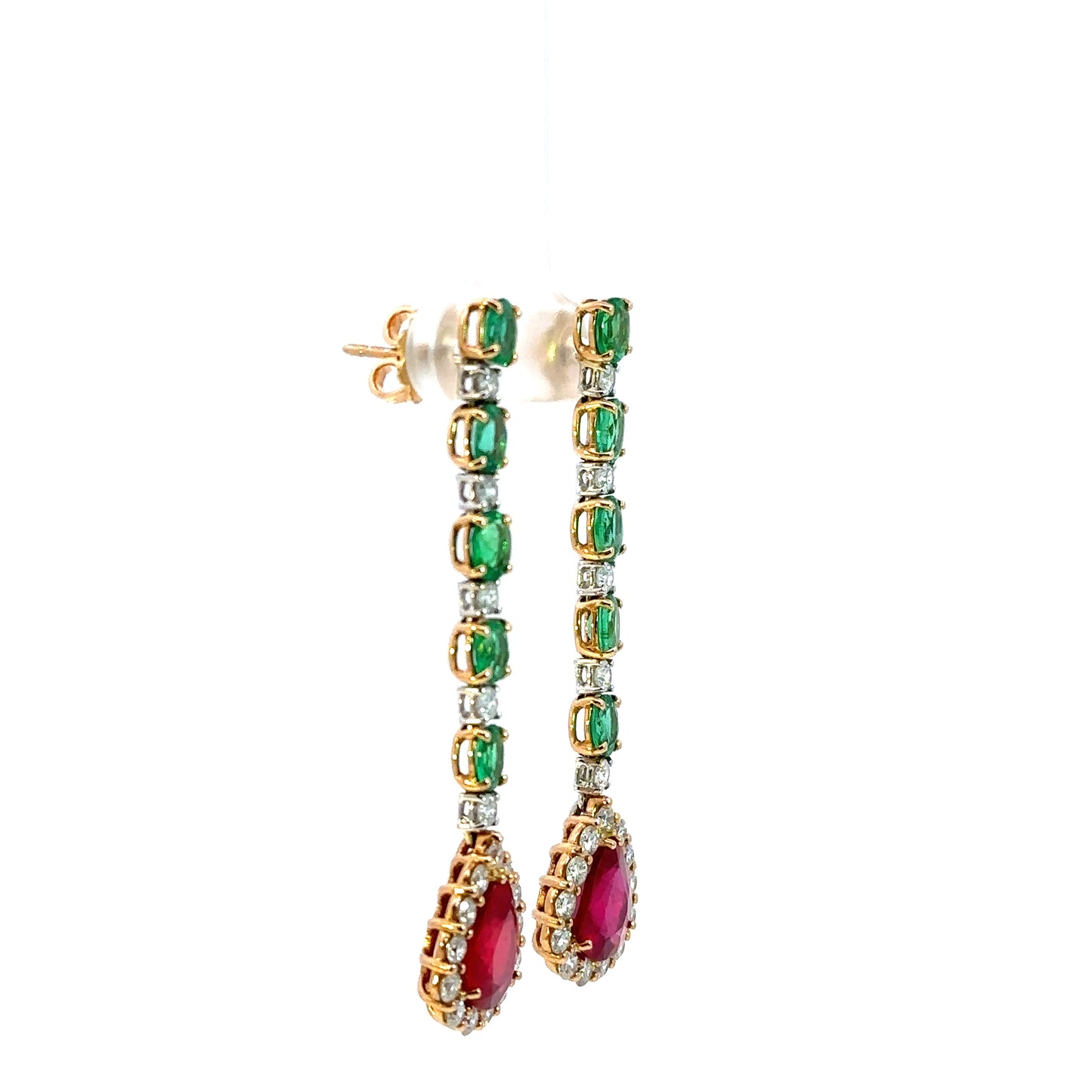 RUBY & EMERALD TEAR DROP EARRINGS