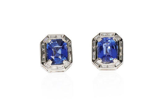 Platinum Sapphire and Diamond Earrings
