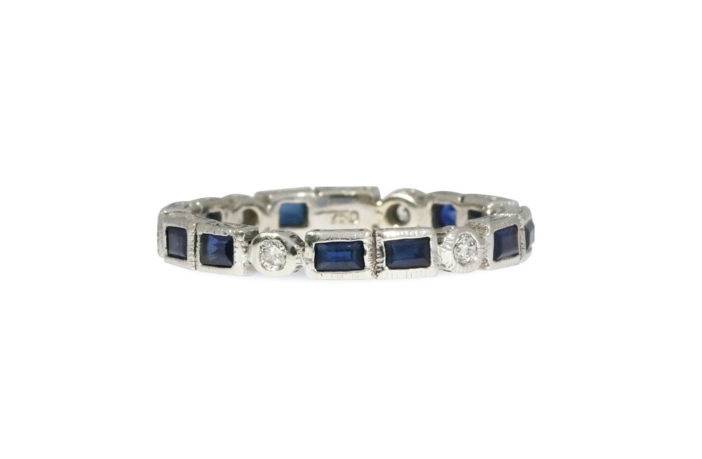 Sapphire and Diamond Bezel Set Ring