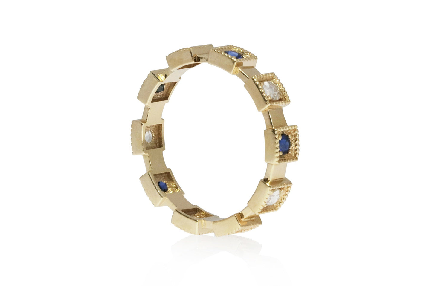 Sapphire and Diamond Band Ring