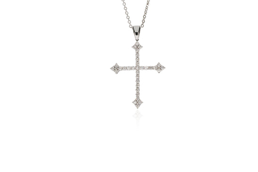 White Gold Cross 32 Stones Pendant