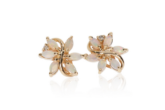 Yellow Gold Opal Earrings