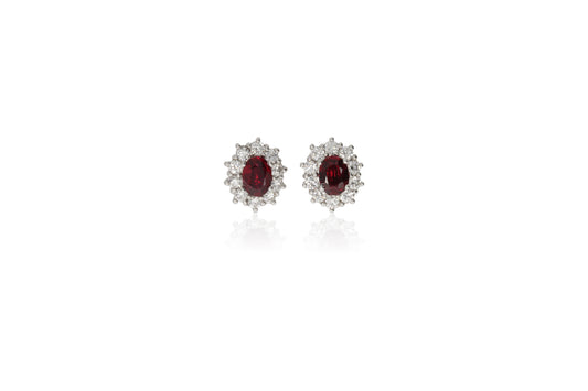 CLUSTER RUBY AND DIAMOND EARRINGS