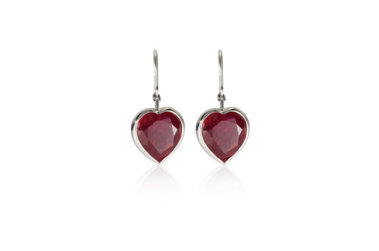 Heart Ruby Earrings