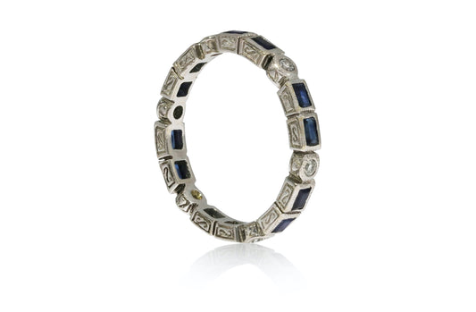 Sapphire and Diamond Bezel Set Ring