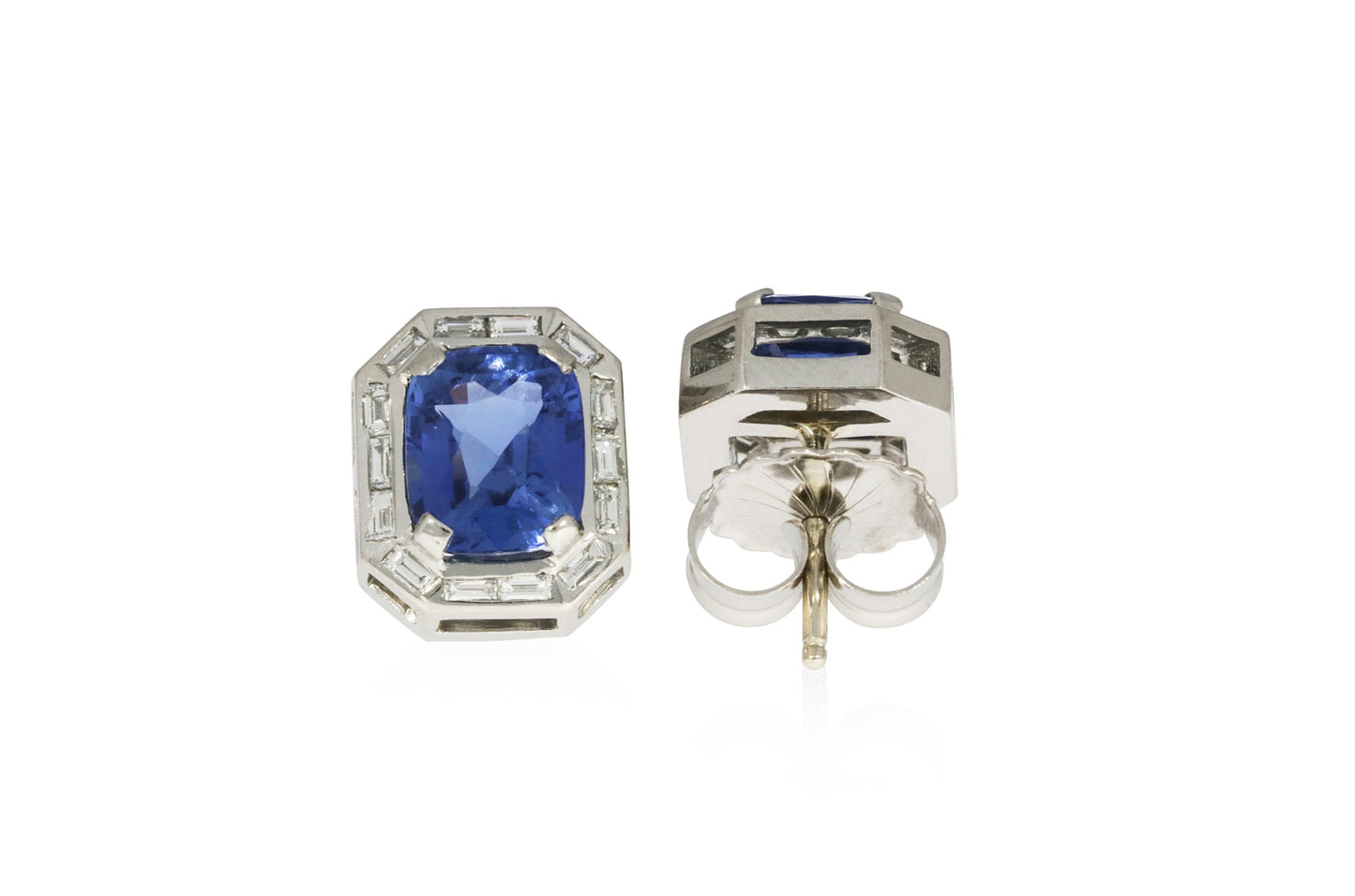 Platinum Sapphire and Diamond Earrings
