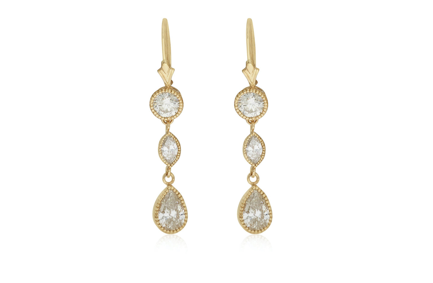 Yellow Gold Diamond Drop Earrings