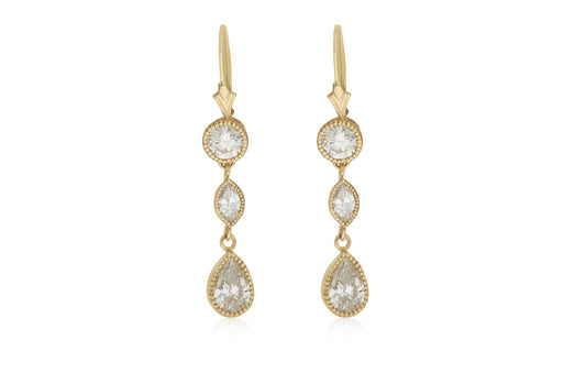 Yellow Gold Diamond Drop Earrings