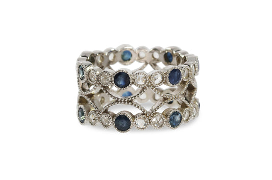 White Gold Sapphire and Diamond Band